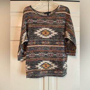 Derek Heart Multicolor Patterned Crew Neck Sweater